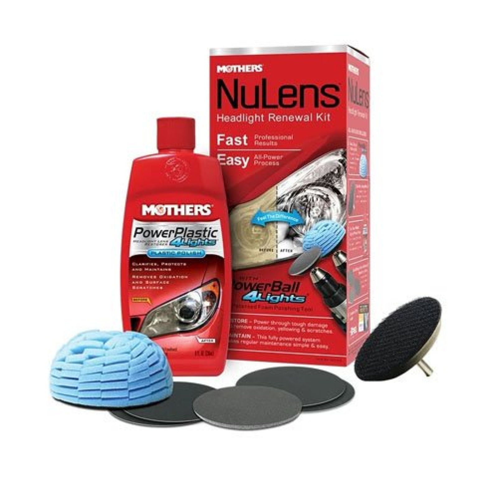 Набор для восстановления прозрачности пластиковых фар с насадками Mothers 236 мл MS07251